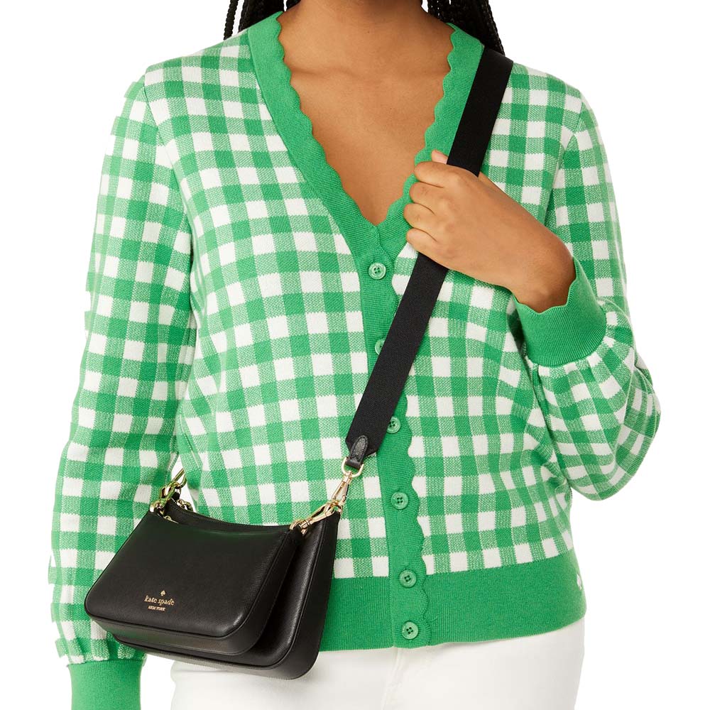 Kate Spade Duet Saffiano Leather Small Crossbody Black # KH757