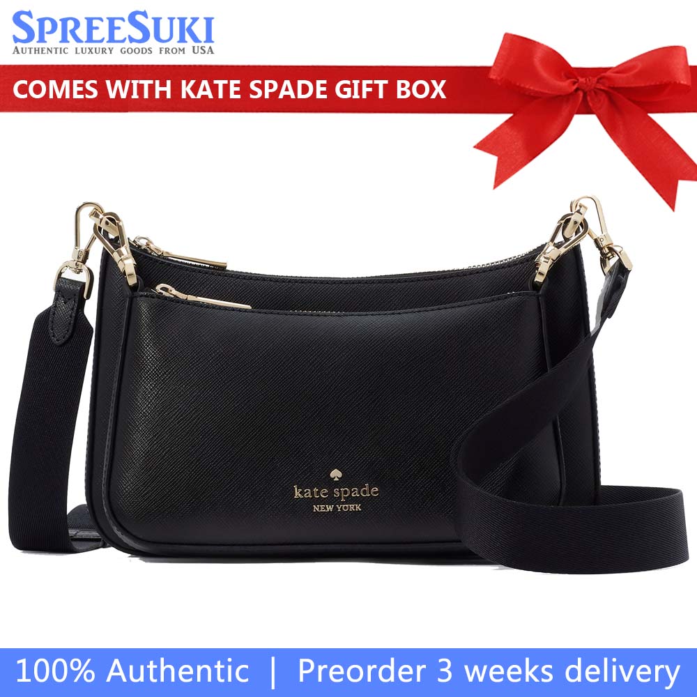 Kate Spade Duet Saffiano Leather Small Crossbody Black # KH757