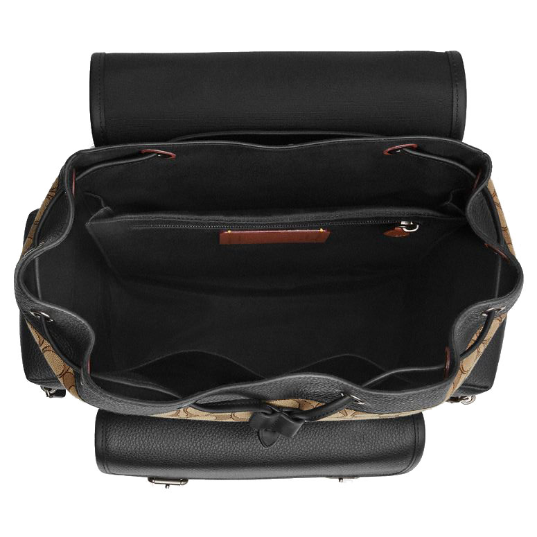 Coach Sprint Backpack In Signature Jacquard Tan Black # CBM50
