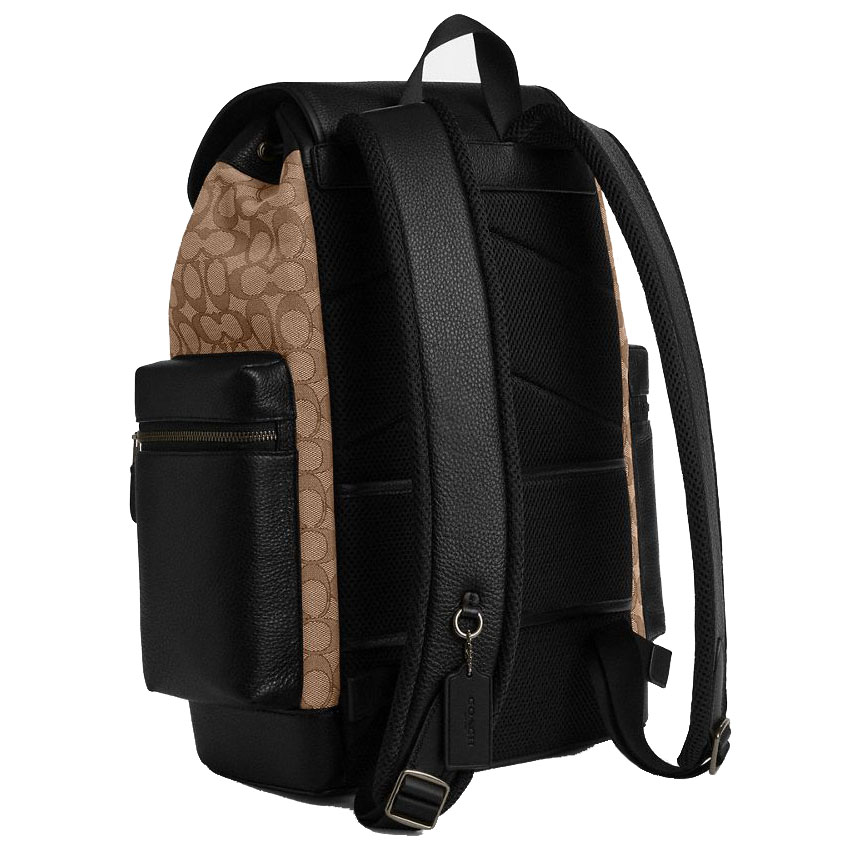 Coach Sprint Backpack In Signature Jacquard Tan Black # CBM50