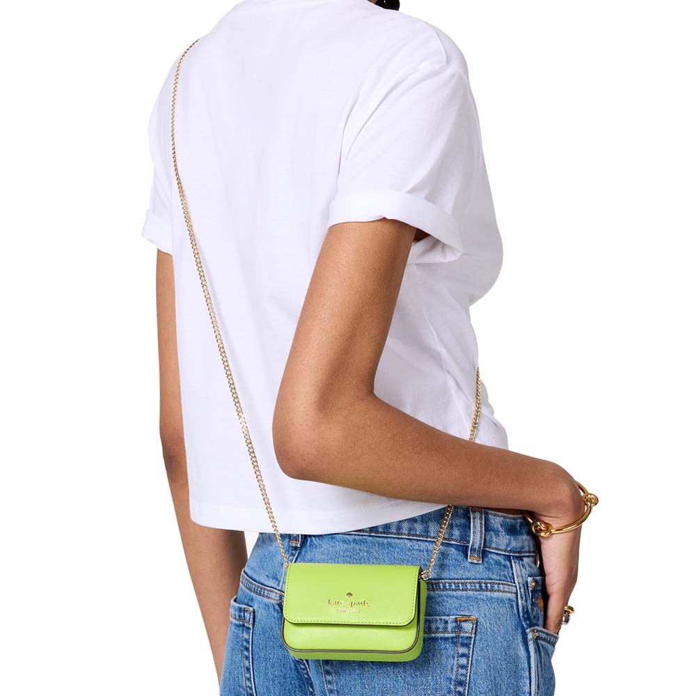 Kate Spade Madison Card Case Crossbody Grasshopper Green # KK937