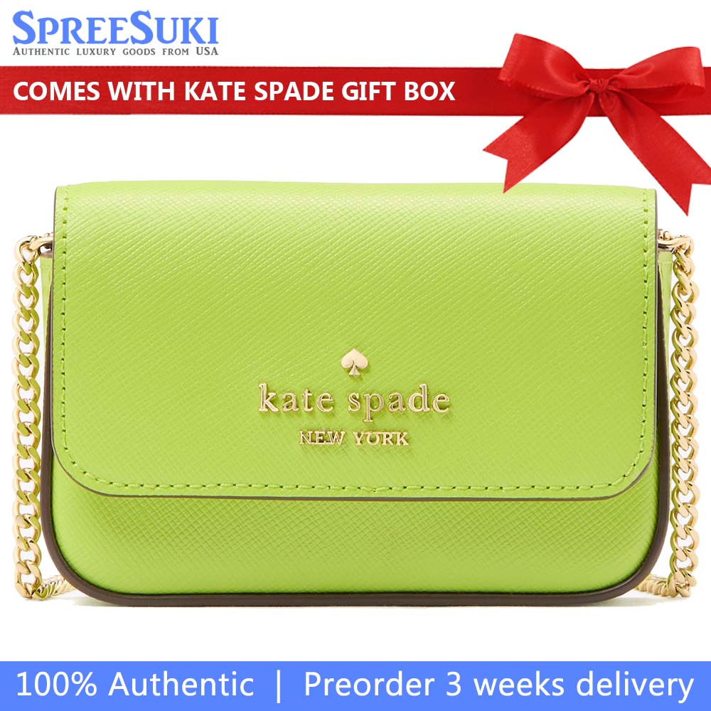 Kate Spade Madison Card Case Crossbody Grasshopper Green # KK937