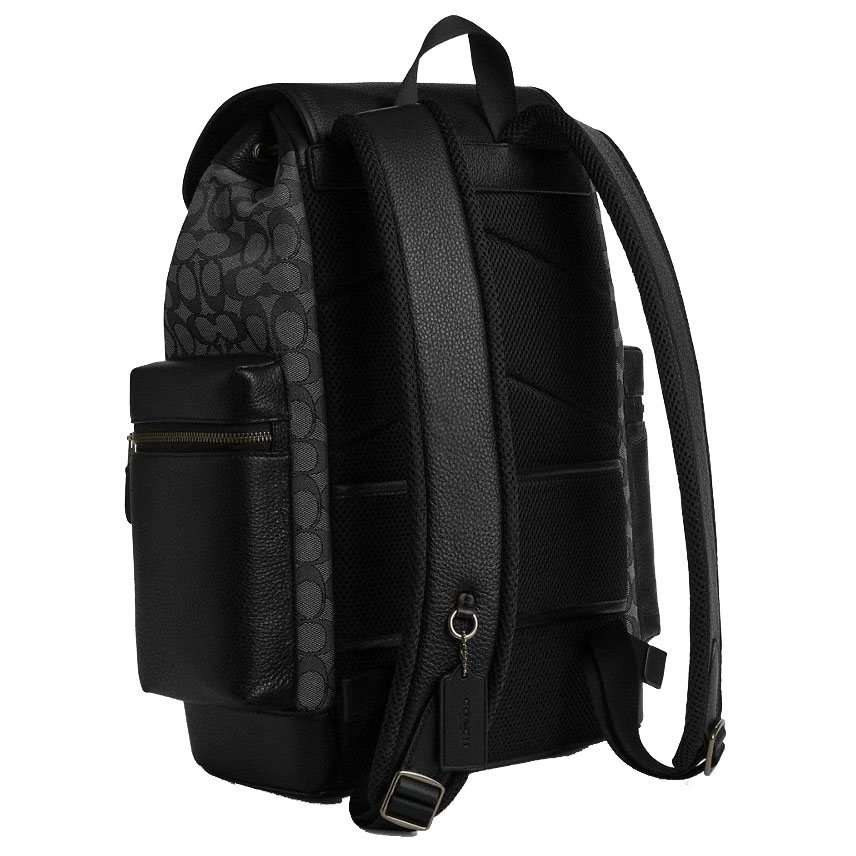 Coach Sprint Backpack In Signature Jacquard Silver Charcoal Black # CBM50