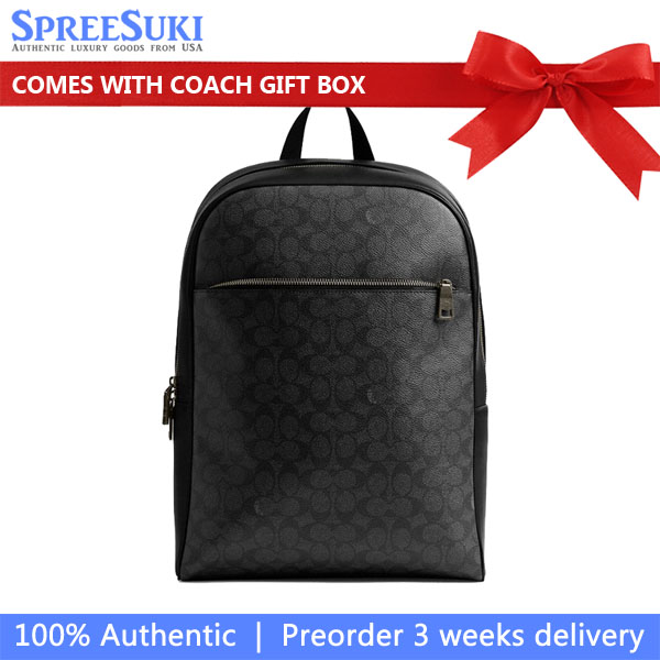 Coach Owen Backpack In Signature Canvas Gunmetal Charcoal Black # CAJ90