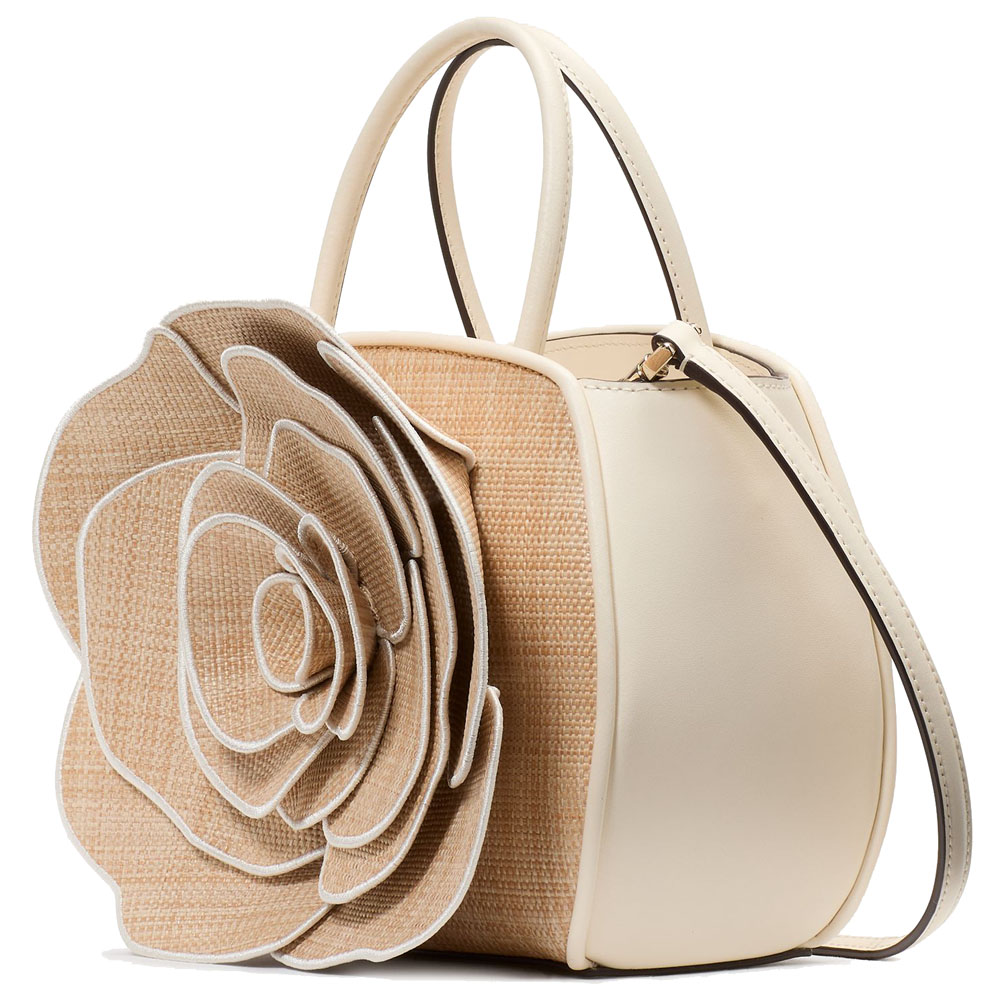 Kate Spade Flora Rose Straw Crossbody Natural # KK969