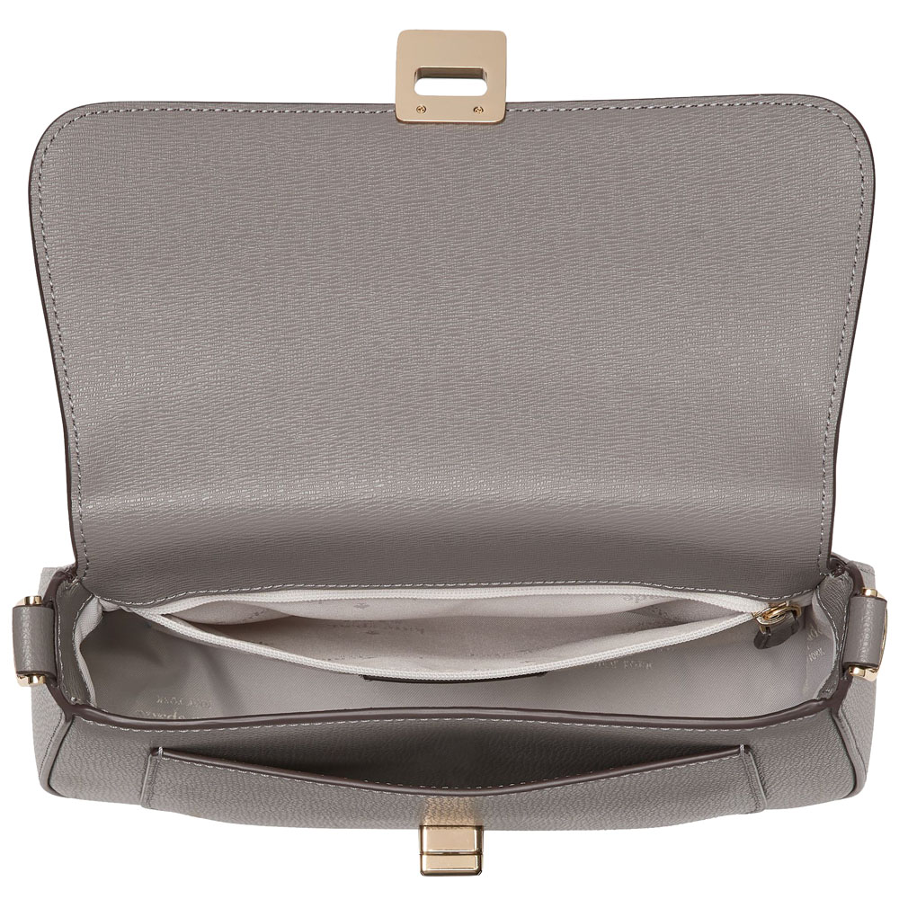 Kate Spade Crossbody Bag Sling Shoulder Bag Phoebe Refined Grain Leather Flap Hare Grey # KF554