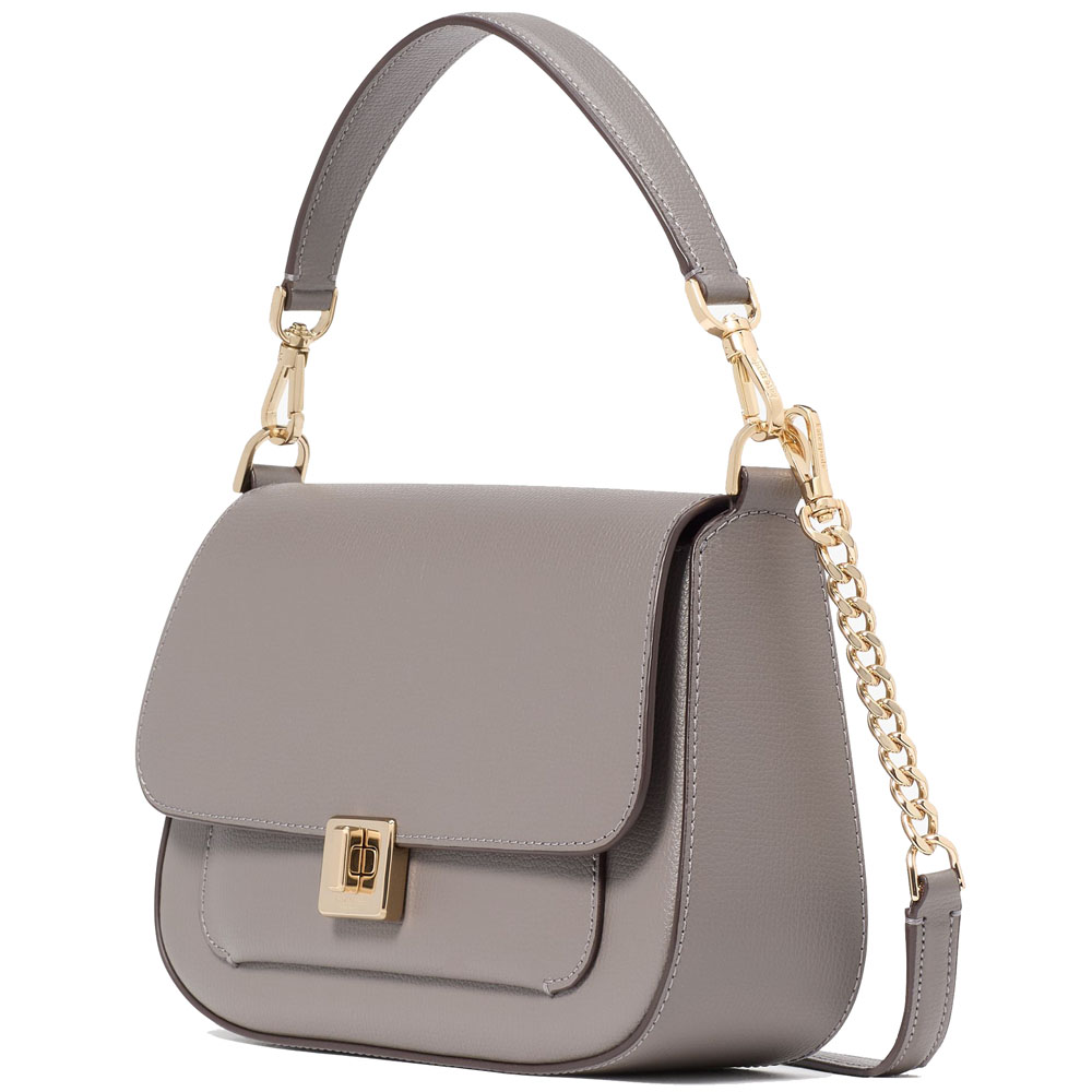 Kate Spade Crossbody Bag Sling Shoulder Bag Phoebe Refined Grain Leather Flap Hare Grey # KF554