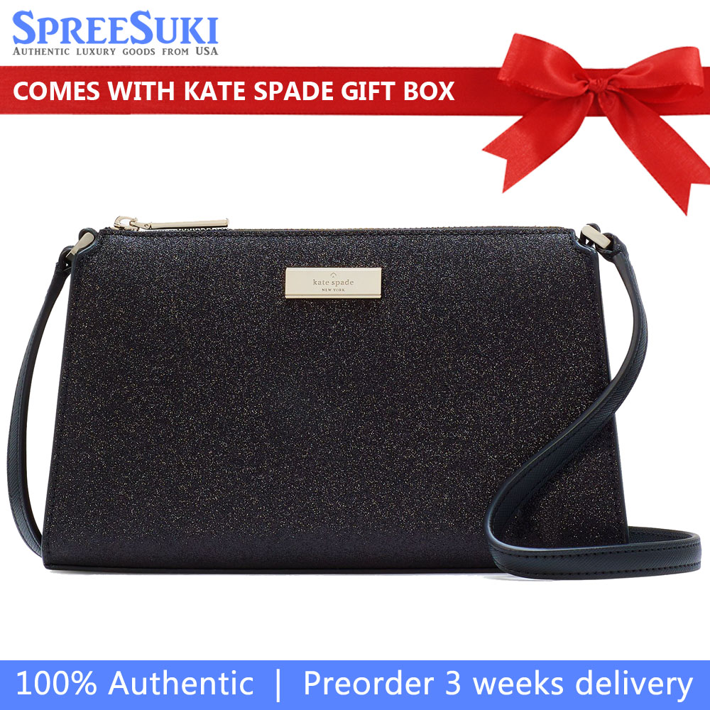 Kate Spade Kenzie Limited Edition Glitter Mini Crossbody Black # KK034