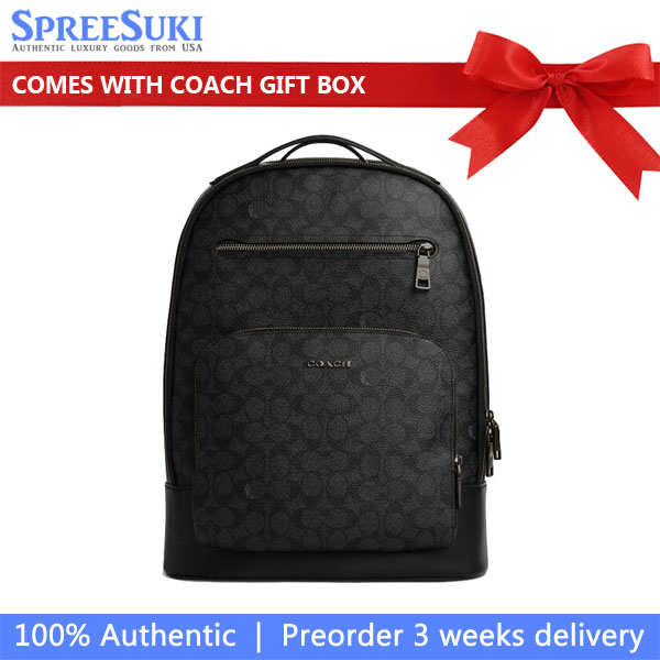 Coach Ethan Backpack In Signature Canvas Gunmetal Charcoal Black # CY832