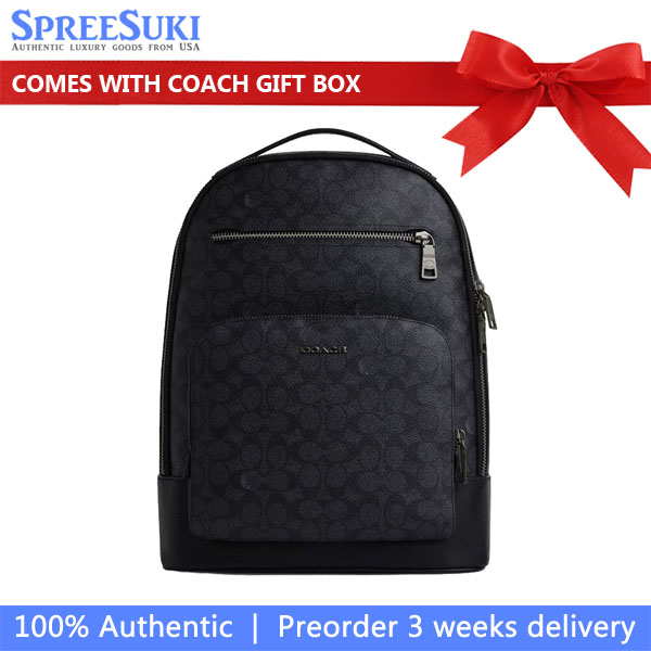 Coach Ethan Backpack In Signature Canvas Gunmetal Charcoal Black # CV919