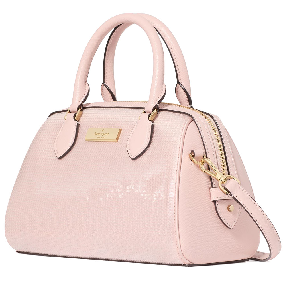 Kate Spade Madison Satin Sequin Small Dolly Duffle Rose Smoke # KK232