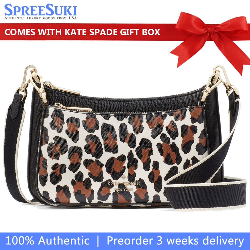 Kate Spade Duet Leopard Small Crossbody Cream Multi # KH761