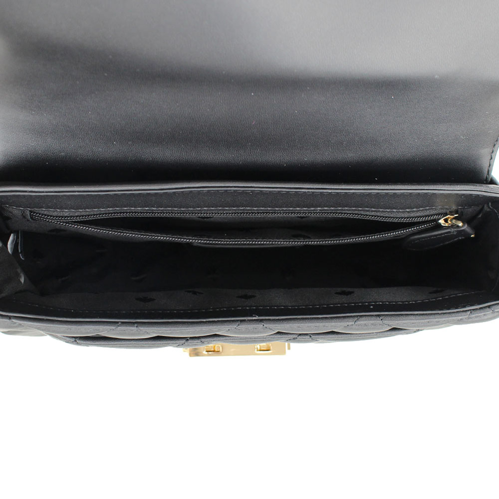 Kate Spade Crossbody Bag Carey Smooth Quilted Leather Small Flap Shoulder Bag Black # KA767D2
