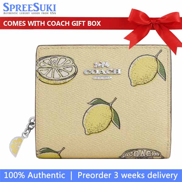 Coach Snap Wallet With Lemon Print Garden Glade Multi # CAP19