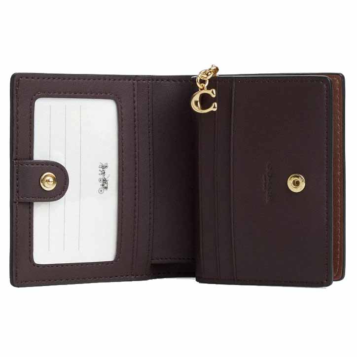 Coach Small Wallet Snap Wallet Signature Canvas Tan Brown # CW789
