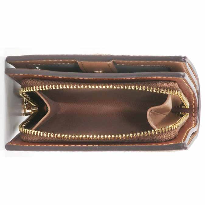 Coach Small Wallet Snap Wallet Signature Canvas Tan Brown # CW789