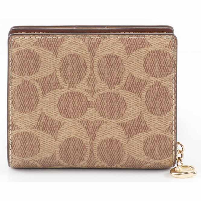 Coach Small Wallet Snap Wallet Signature Canvas Tan Brown # CW789