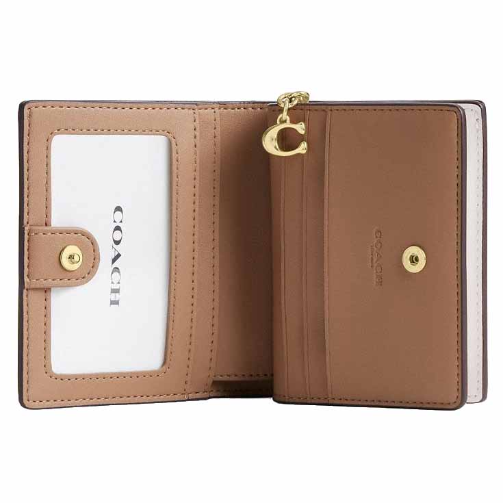 Coach Small Wallet Snap Wallet Signature Canvas Sand Chalk # CW789