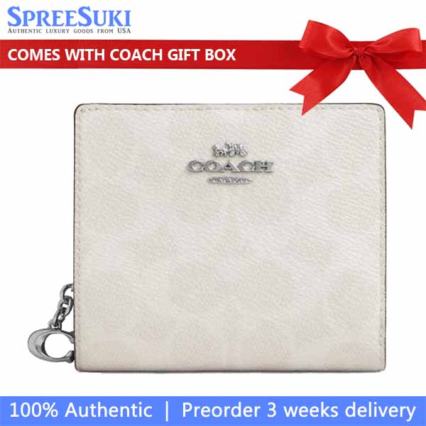 Coach Small Wallet Snap Wallet Signature Canvas White Chalk # CW789