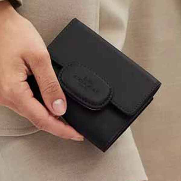 Coach Eliza Small Wallet In Signature Canvas Gunmetal Black # CW801