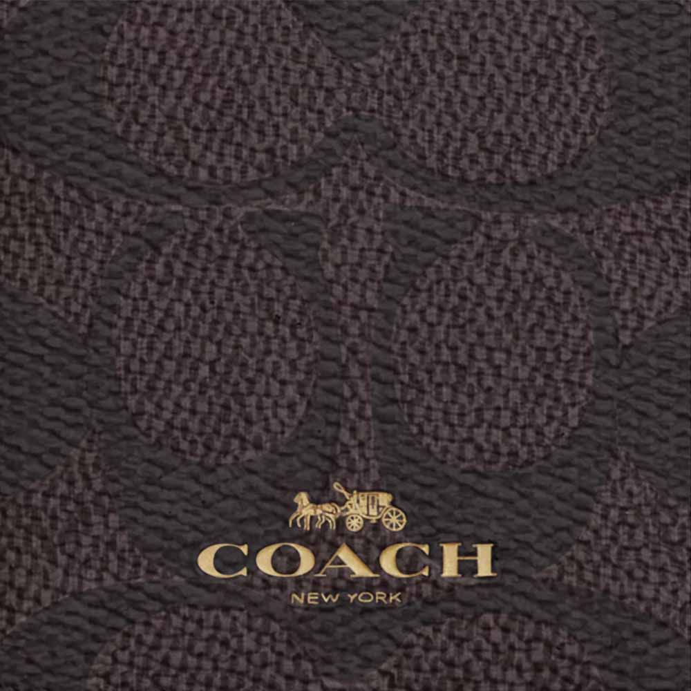 Coach Lanyard Id Signature Canvas Card Holder Card Case Card Holder Walnut Black # CZ285