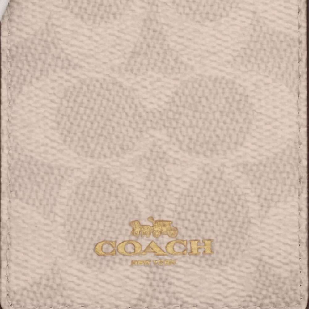 Coach Lanyard Id Signature Canvas Card Holder Card Case Card Holder Sand Chalk # CZ285