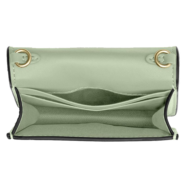 Coach Mini Wallet On A Chain With Floral Applique Light Pistachio # CAL71