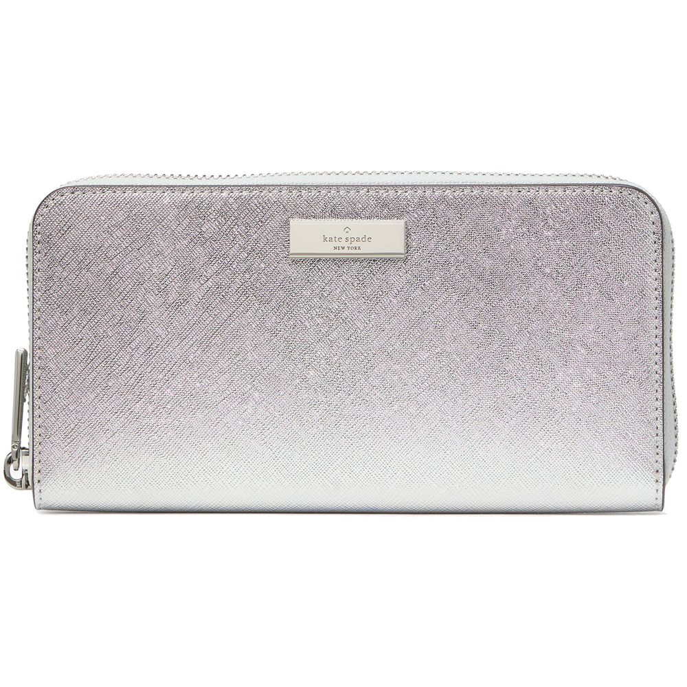 Kate Spade Kenzie Boxed Metallic Large Continental Wallet Lunar Light # KJ020