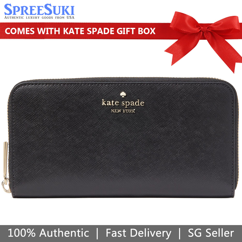 Kate Spade Long Wallet Continental Zip Wallet Madison Saffiano Leather Black # KC578