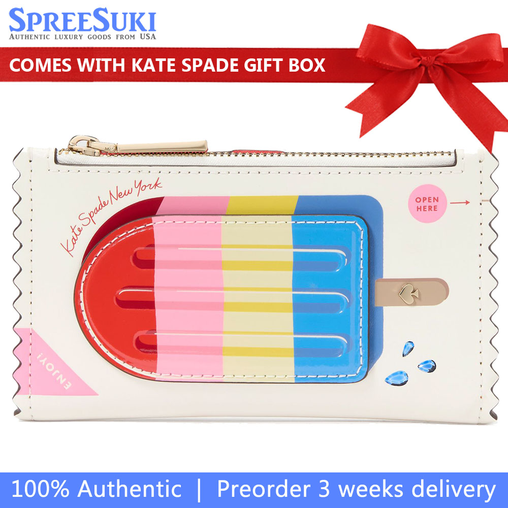Kate Spade Snack Bar Popsicle Small Slim Bifold Wallet Multi # KK990