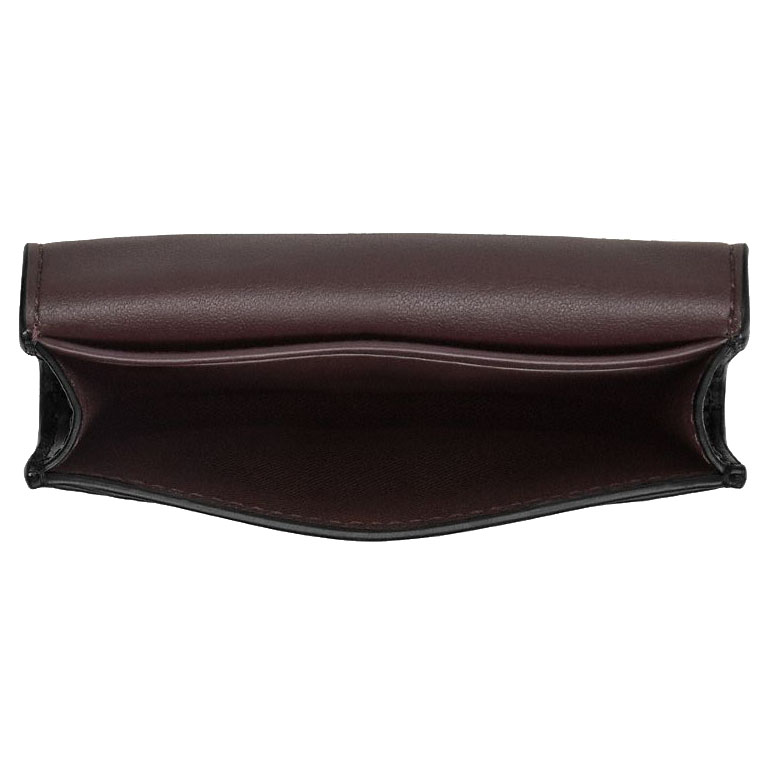 Coach Flap Card Case In Signature Canvas Walnut Black # CZ272