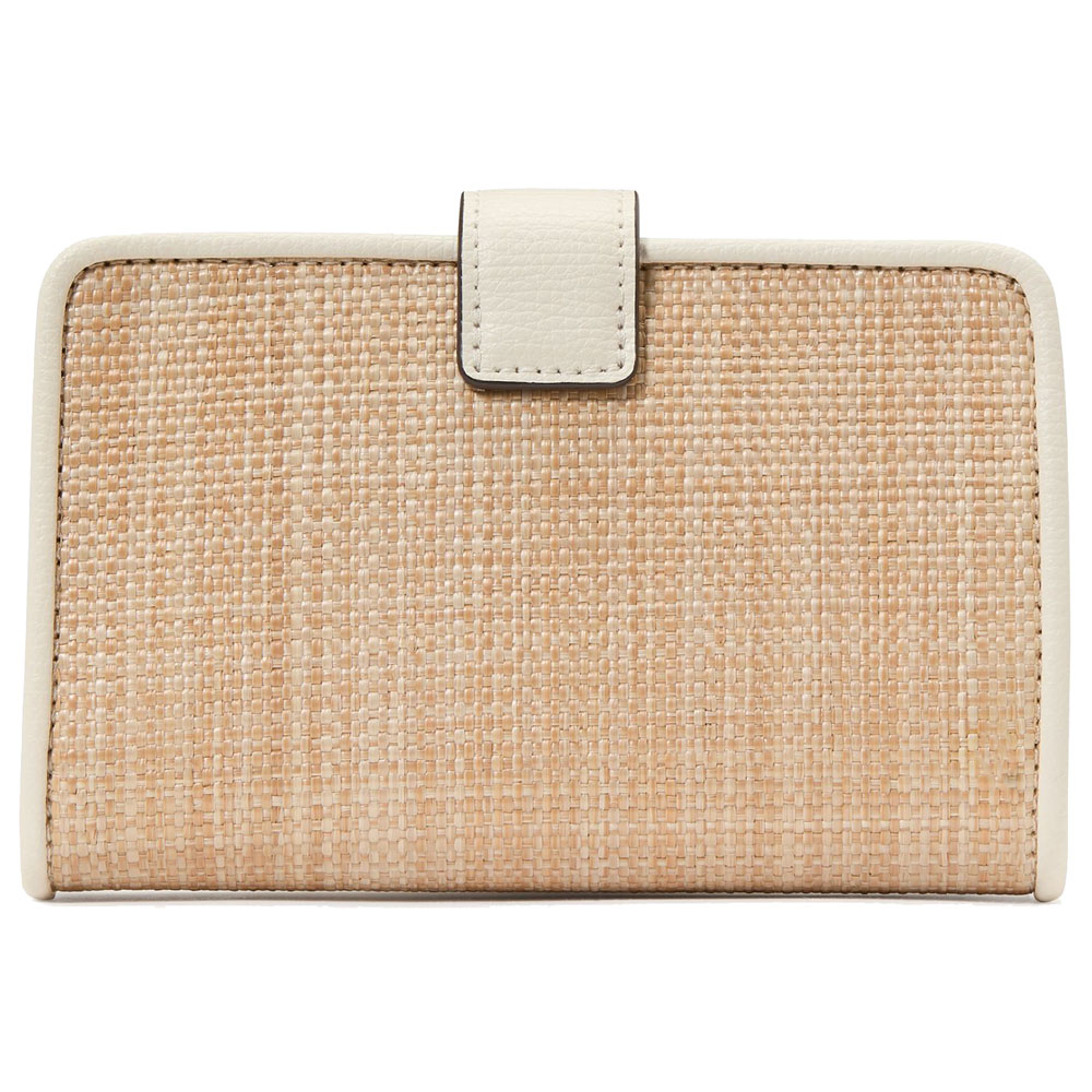 Kate Spade Phoebe Straw Turnlock Medium Wallet Natural Multi # KK918