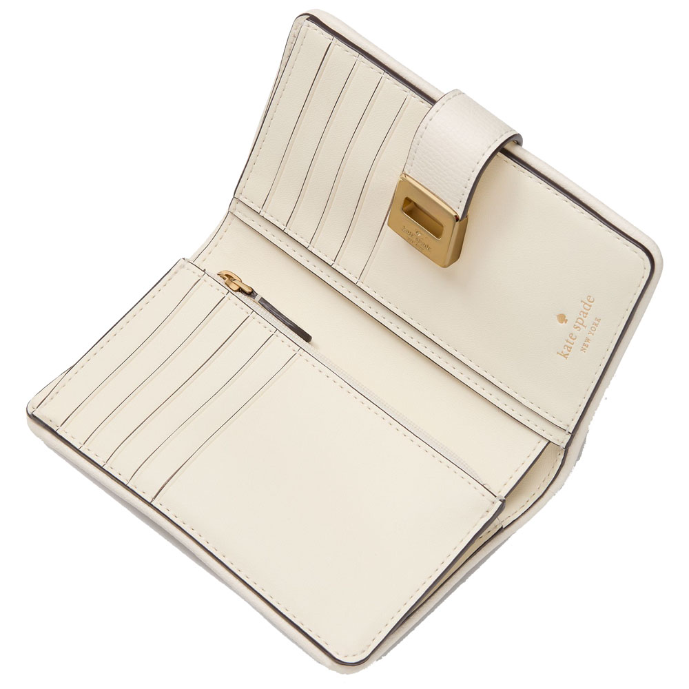 Kate Spade Phoebe Straw Turnlock Medium Wallet Natural Multi # KK918