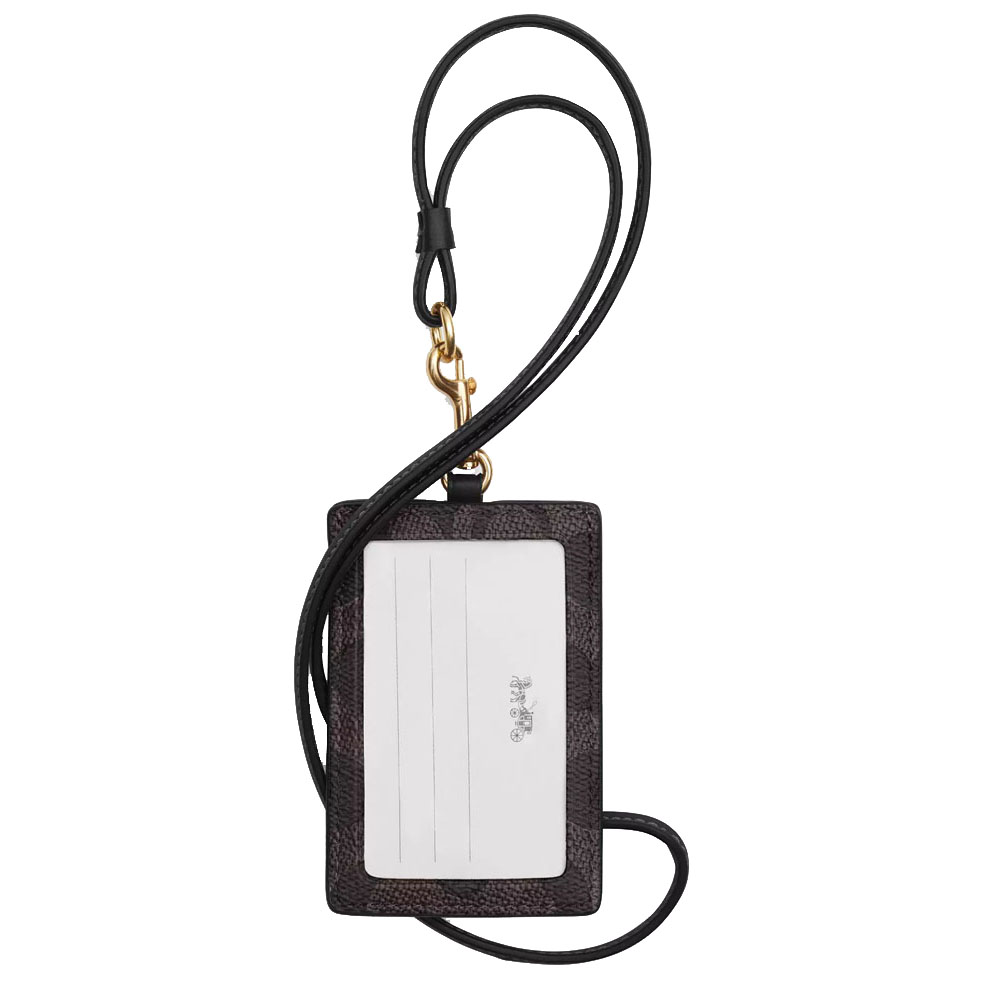 Coach Crossgrain Leather Id Lanyard Walnut Black # 57311