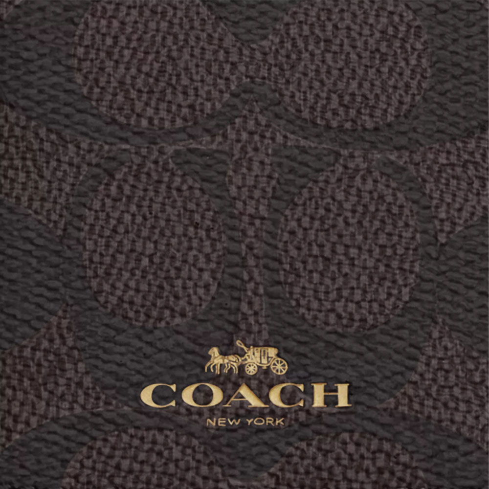 Coach Crossgrain Leather Id Lanyard Walnut Black # 57311