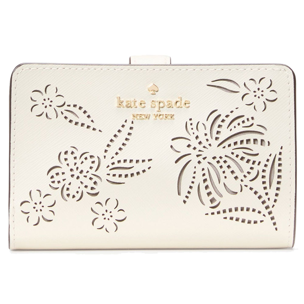 Kate Spade Boxed Madison Perforated Medium Bifold Wallet Meringue # KK960