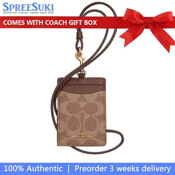 Coach Crossgrain Leather Id Lanyard Tan Brown # 57311