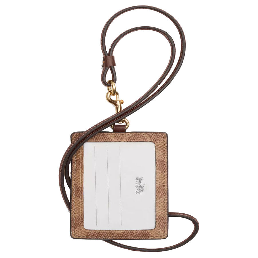 Coach Crossgrain Leather Id Lanyard Tan Brown # 57311