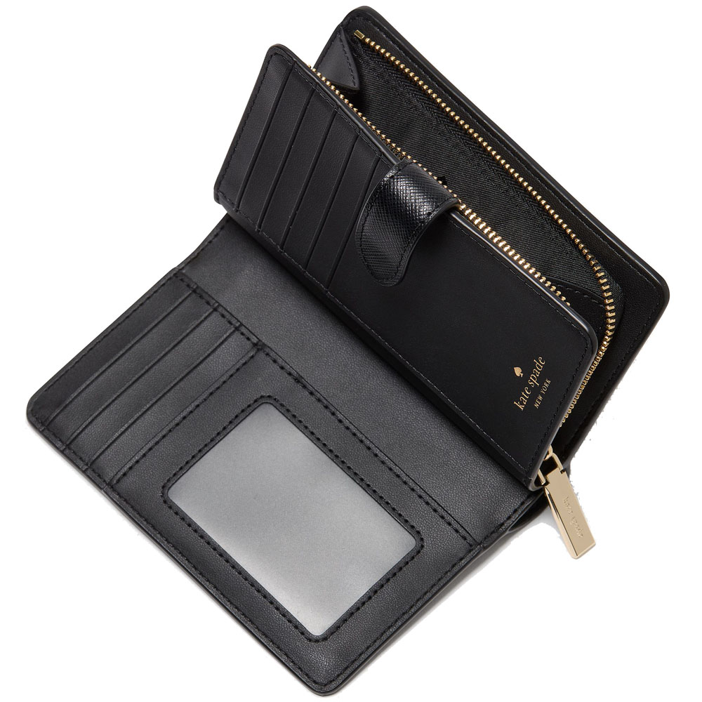 Kate Spade Madison Floral Applique Medium Bifold Wallet Black # KL868