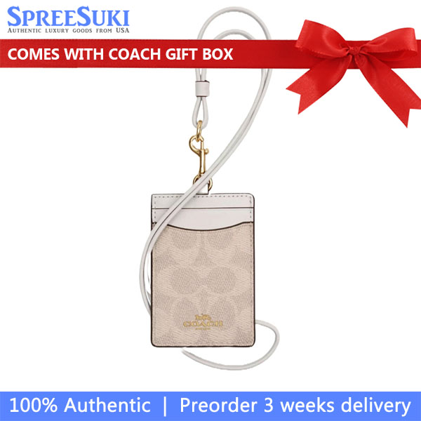 Coach Crossgrain Leather Id Lanyard Sand Chalk # 57311