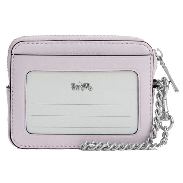 Coach Zip Card Case Silver Pink # CBL77