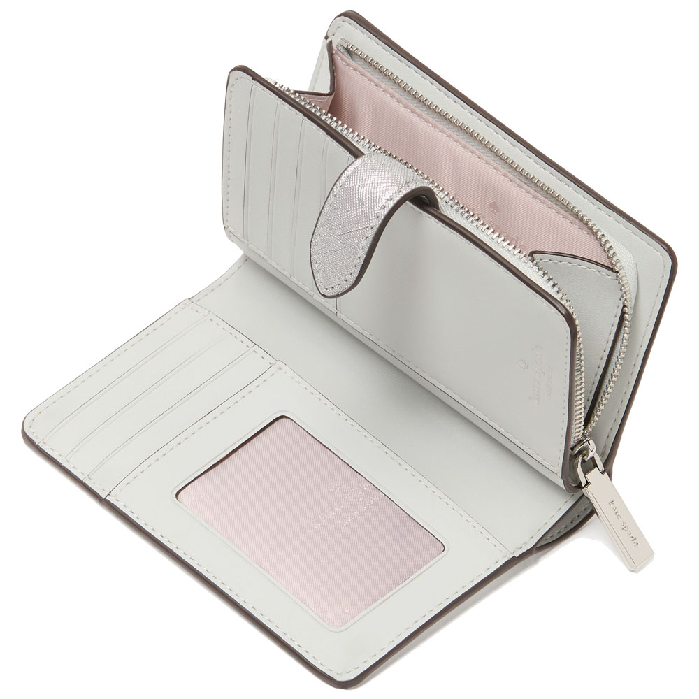 Kate Spade Kenzie Boxed Metallic Medium Compact Wallet Lunar Light # KJ021