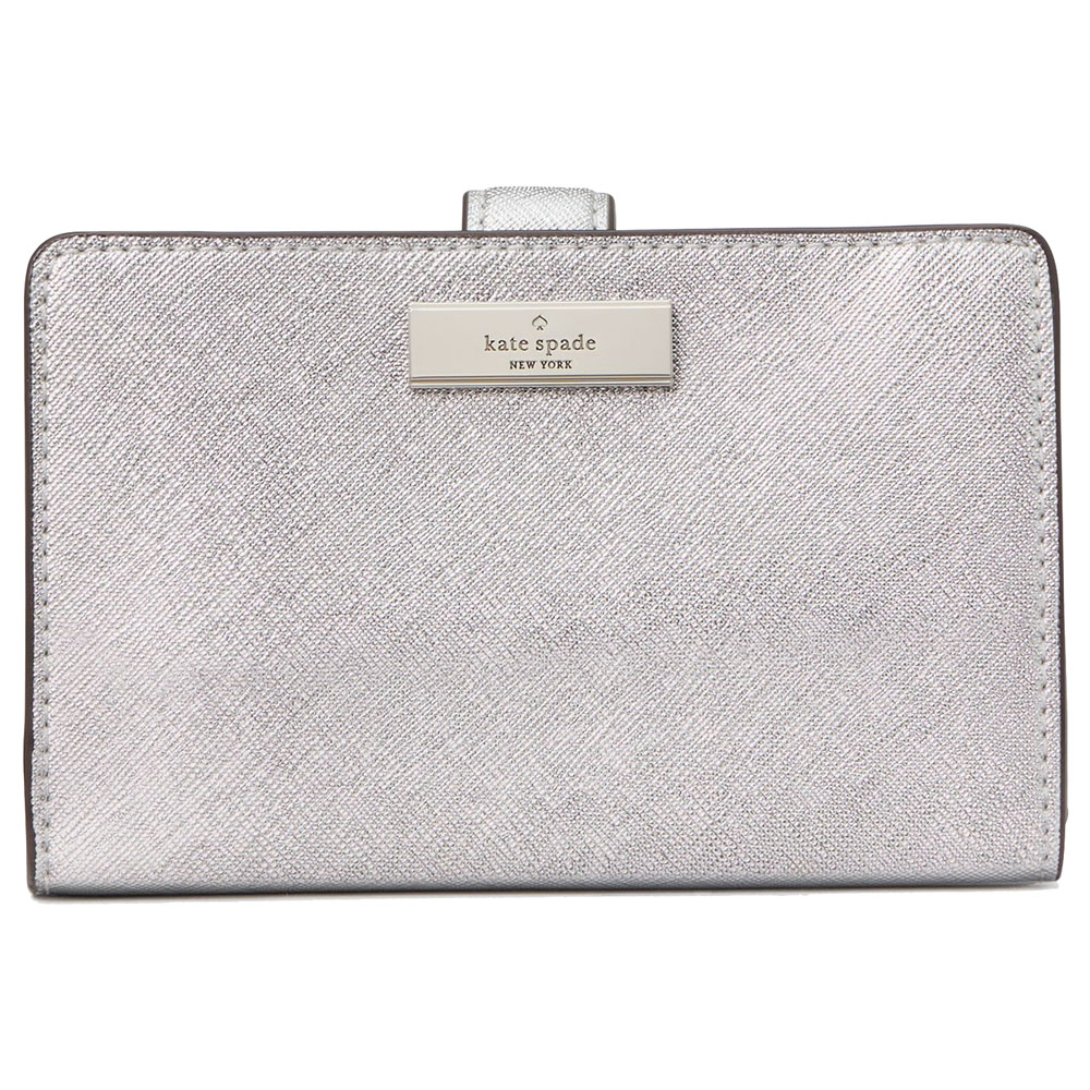 Kate Spade Kenzie Boxed Metallic Medium Compact Wallet Lunar Light # KJ021