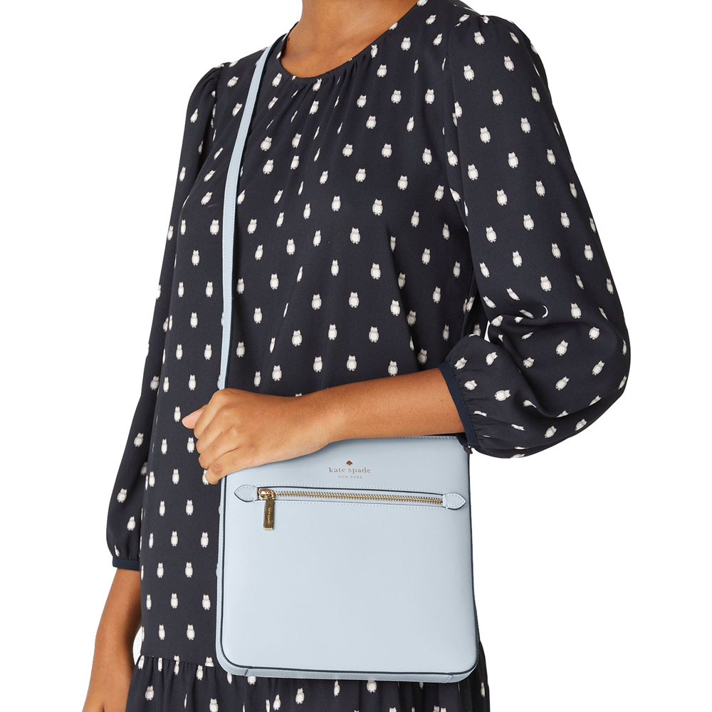 Kate Spade Sadie Saffiano Leather North South Crossbody Bag Sling Watercolor Blue # K7379