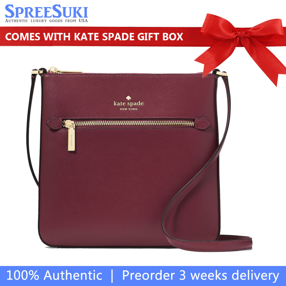 Kate Spade Sadie Saffiano Leather North South Crossbody Bag Sling Dark Merlot # K7379