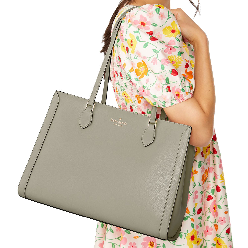 Kate Spade Madison Saffiano East West Leather Large Laptop Tote Dusky Pine # KC434