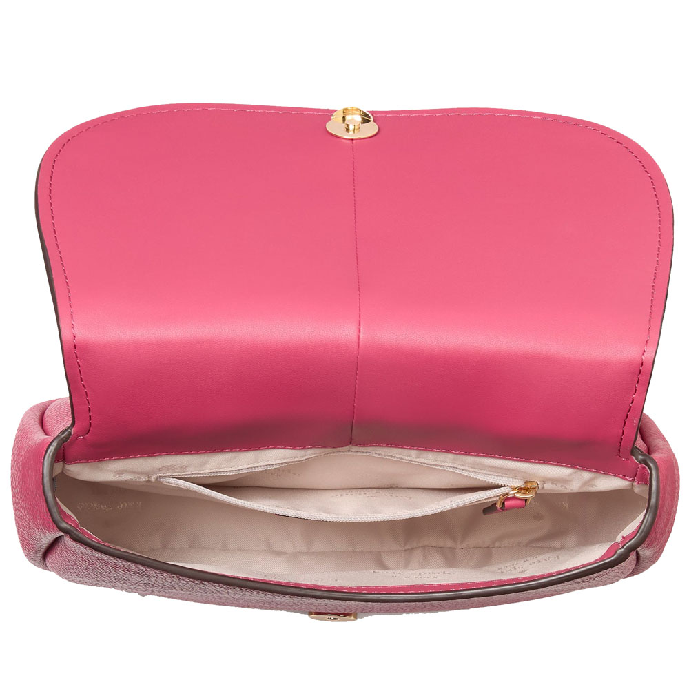 Kate Spade Kayla Pebbled Leather Saddle Bag Rose Oil # KL025