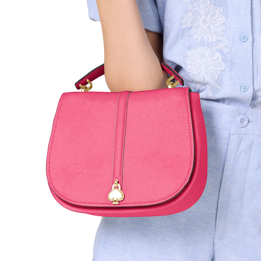 Kate Spade Kayla Pebbled Leather Saddle Bag Rose Oil # KL025