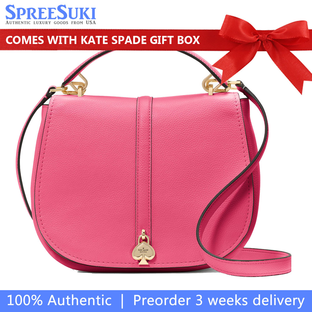 Kate Spade Kayla Pebbled Leather Saddle Bag Rose Oil # KL025