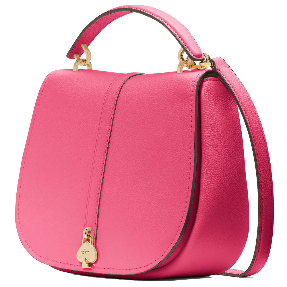 Kate Spade Kayla Pebbled Leather Saddle Bag Rose Oil # KL025